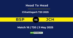 BSP vs JCH Player Battle & Head to Head Team Stats – Chattisgarh T20 2025