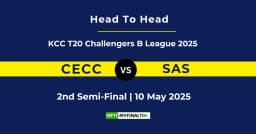 CECC vs SAS Player Battle & Head to Head Team Stats – KCC T10 Challengers League 2025