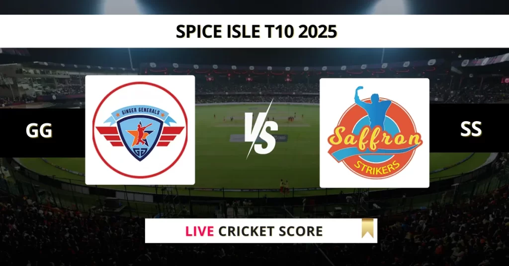 GG vs SS Live Score: Scorecard, Ball by Ball Commentary – Match 20, Spice Isle T10