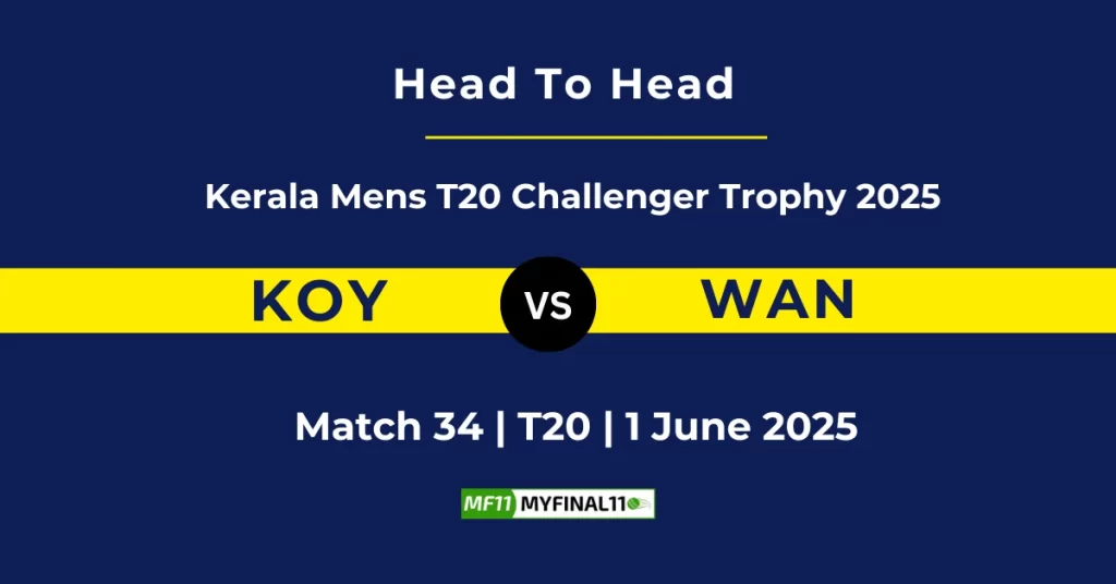 KOY vs WAN Player Battle & Head to Head Team Stats – Kerala T20 Men’s Challenger Trophy 2025