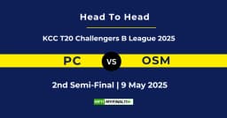 PC vs OSM Player Battle & Head to Head Team Stats – Kuwait T20 Challengers B League 2025