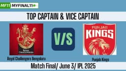 RCB vs PBKS Top 3 Captain and Vice-Captain Pick for Final Match – IPL 2025