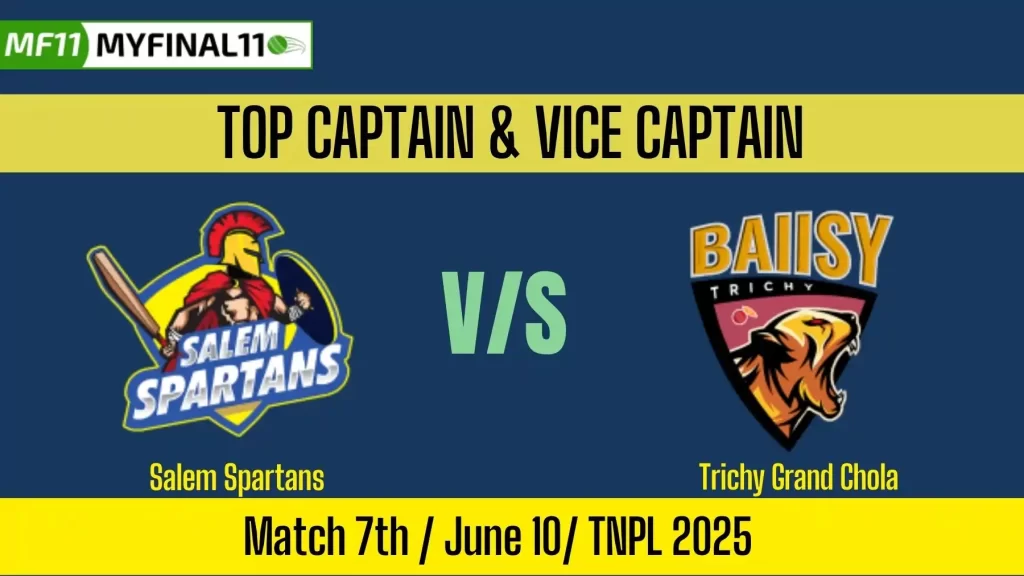 SS vs TGS Top 3 Captain and Vice-Captain Pick for 7th Match – Tamil Nadu Premier League 2025