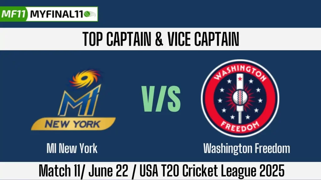 NY vs WAS Top 3 Captain and Vice-Captain Pick for 11th T20 Match – USA T20 Cricket League 2025