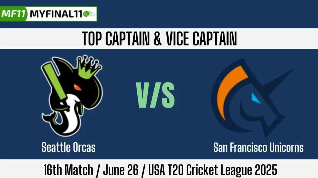 SEA vs SF Top 3 Captain and Vice-Captain Pick for 16th T20 Match – USA T20 Cricket League 2025