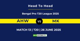 AHW vs MK Player Battle & Head to Head Team Stats – Bengal Pro T20 League 2025