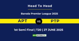 APT vs PTP Player Battle & Head to Head Team Stats – Baroda Premier League 2025