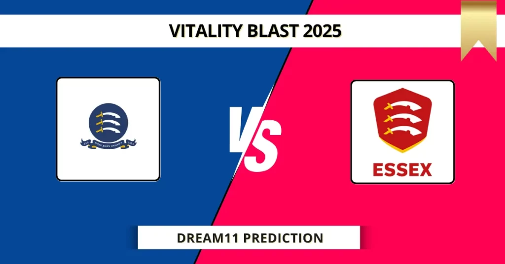 MID vs ESS Dream11 Prediction Today: Pitch Report, Player Stats, & Fantasy Tips English T20 Blast 2025 – Match 62