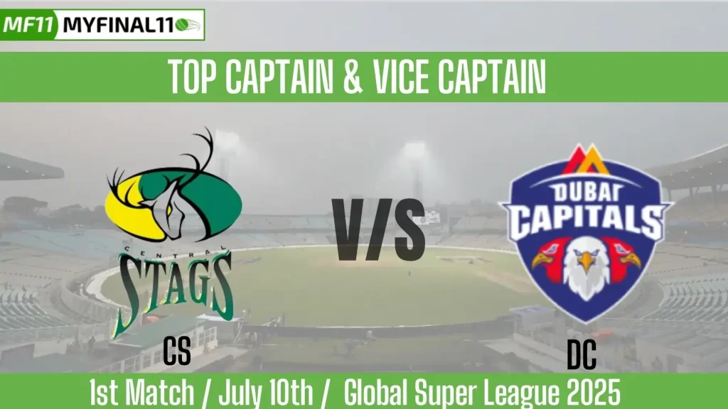CS vs DC Top 3 Captain and Vice-Captain Pick for 1st Match – Global Super League 2025