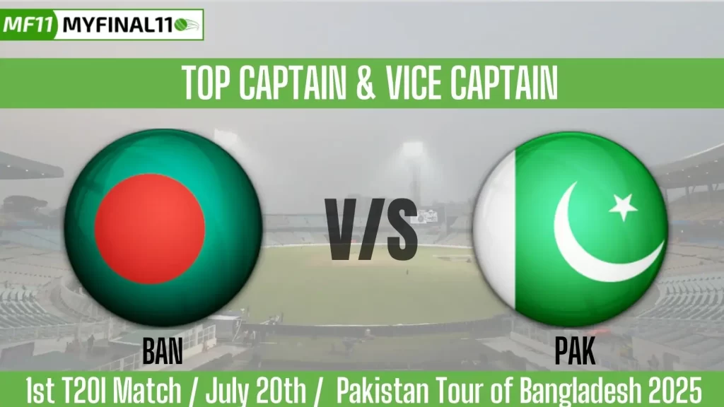 BAN vs PAK Top 3 Captain and Vice-Captain Pick for 1st T20I Match – Pakistan Tour of Bangladesh 2025