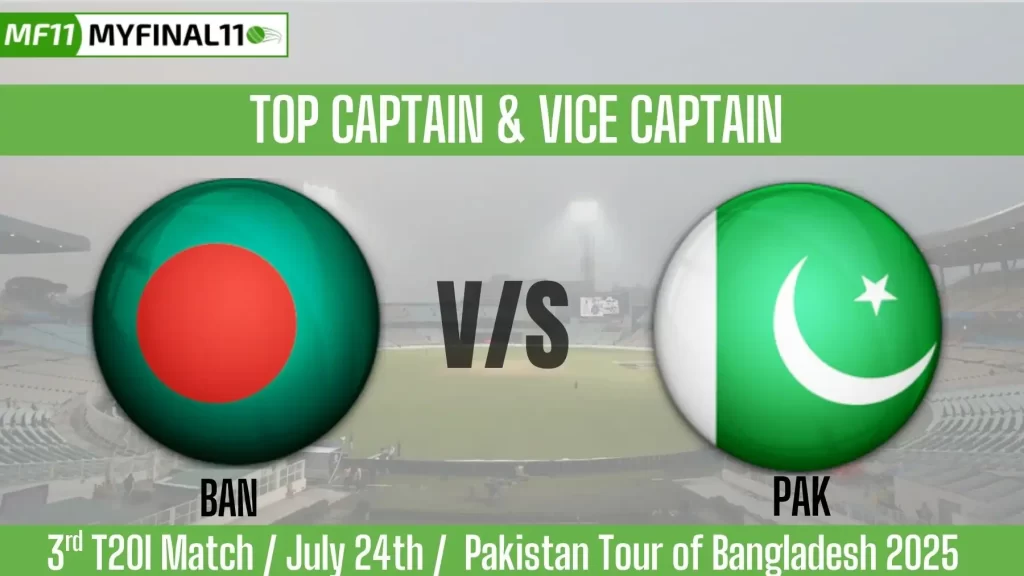 BAN vs PAK Top 3 Captain and Vice-Captain Pick for 3rd T20I Match – Pakistan Tour of Bangladesh 2025