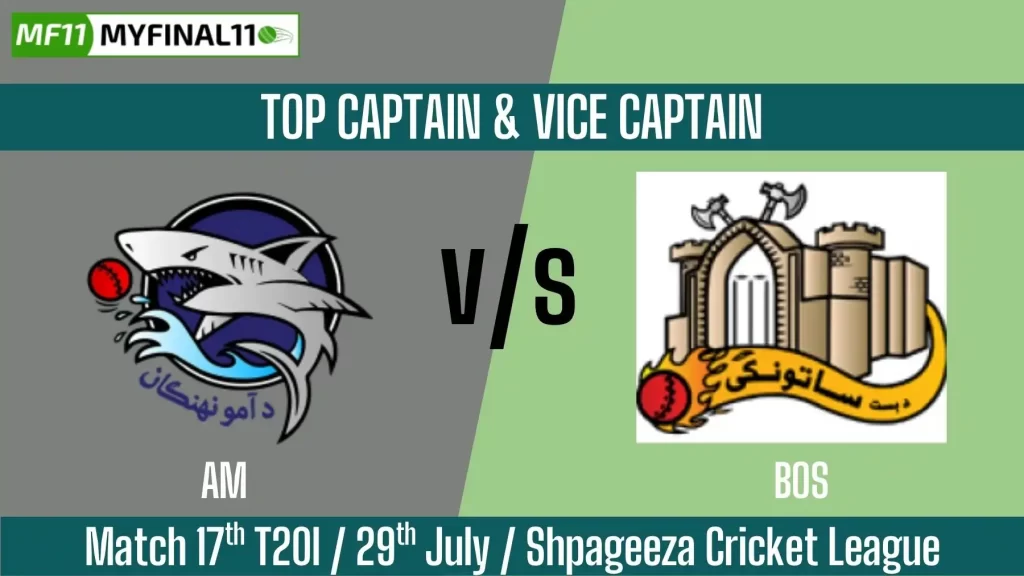 AM vs BOS Top 3 Captain and Vice-Captain Pick for 17th T20 Match – Afghanistan T20 2025