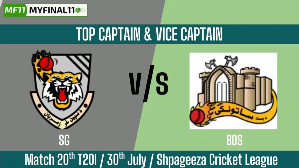 SG vs BOS Top 3 Captain and Vice-Captain Pick for 20th T20 Match – Afghanistan T20 2025