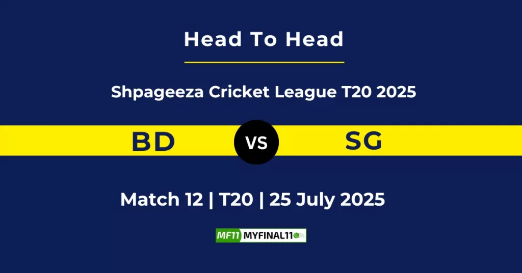 BD vs SG Player Battle & Head to Head Team Stats – Afghanistan T20 Shpageeza Cricket League 2025