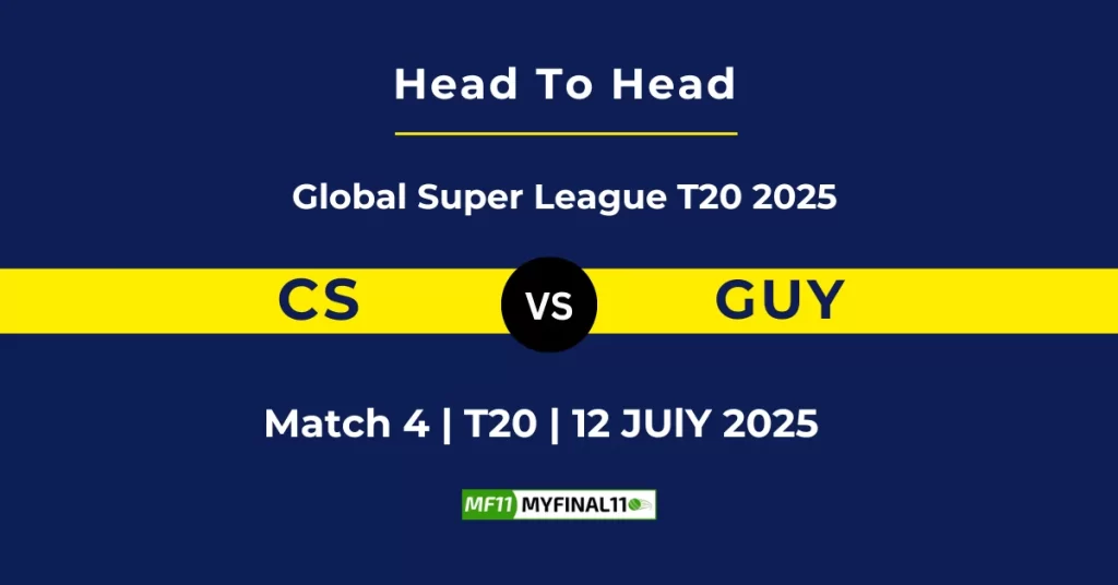 CS vs GUY Player Battle & Head to Head Team Stats – Global Super League T20 2025