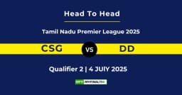 CSG vs DD Player Battle & Head to Head Team Stats – Qualifier 2, Tamil Nadu Premier League 2025