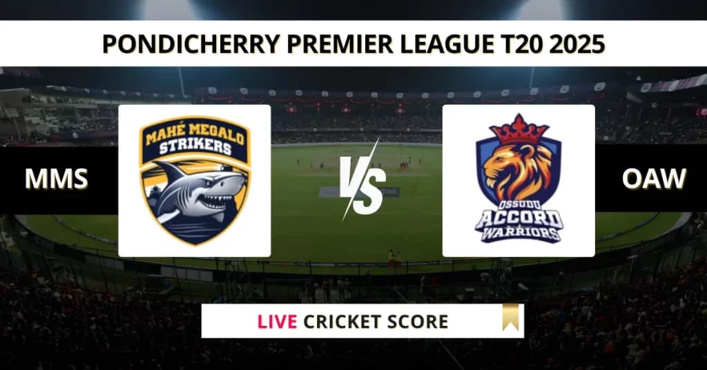 OAW vs MMS Live Score: Scorecard, Ball by Ball Commentary – Match 29, Pondicherry T20 League 2025