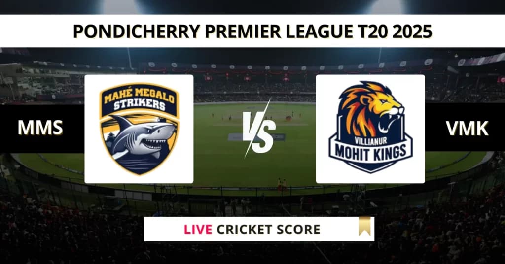 MMS vs VMK Live Score: Scorecard, Ball by Ball Commentary – Match 13, Pondicherry T20 League 2025