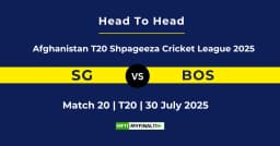 SG vs BOS Player Battle & Head to Head Team Stats – Shpageeza Cricket League 2025
