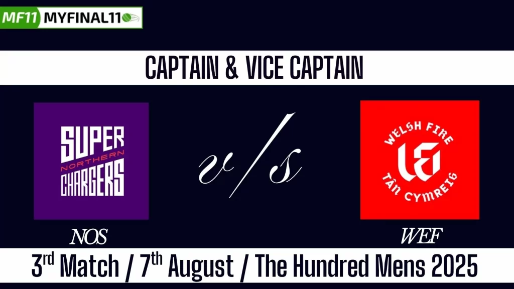NOS vs WEF Top 3 Captain and Vice-Captain Pick for 3rd Match – The Hundred Mens 2025