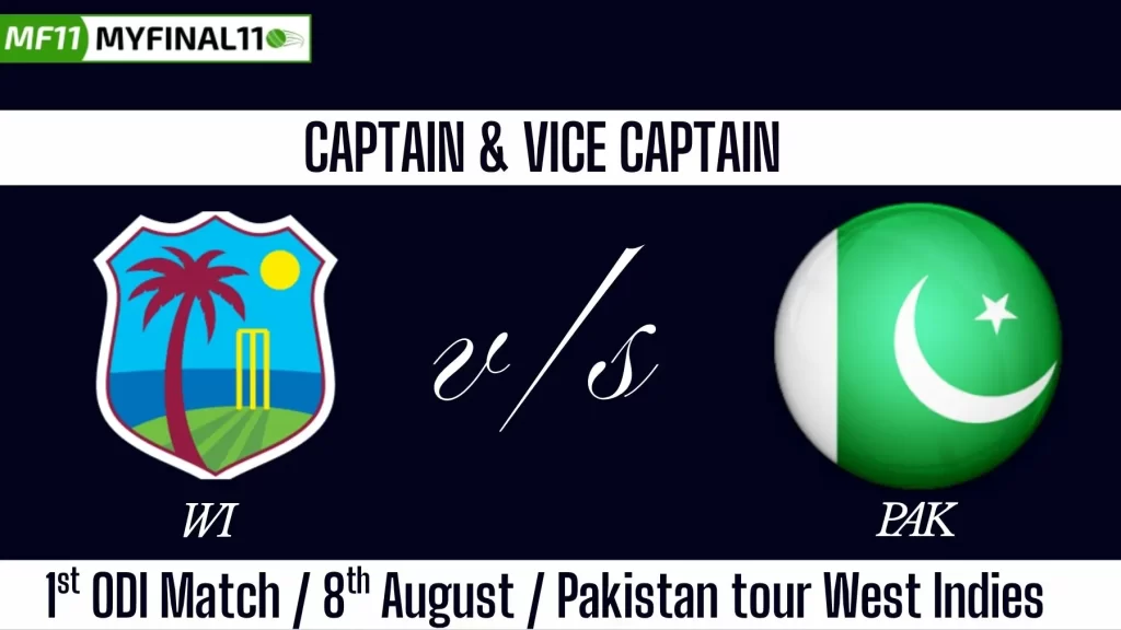 WI vs PAK Top 3 Captain and Vice-Captain Pick for 1st ODI Match – Pakistan Tour of West Indies 2025