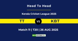 TT vs KBT Player Battle & Head to Head Team Stats – Kerala Cricket League 2025