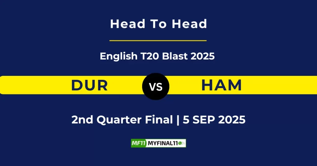 DUR vs HAM Player Battle & Head to Head Team Stats – English T20 Blast 2025