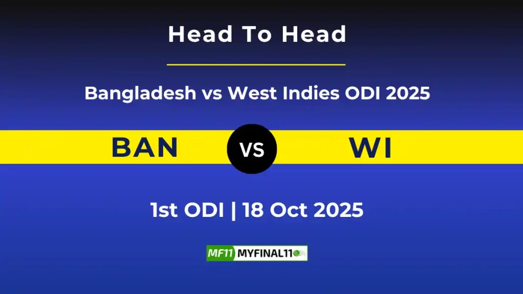 BAN vs WI 1st ODI Player Battle & Head to Head Team Stats – Bangladesh vs West Indies ODI Series 2025
