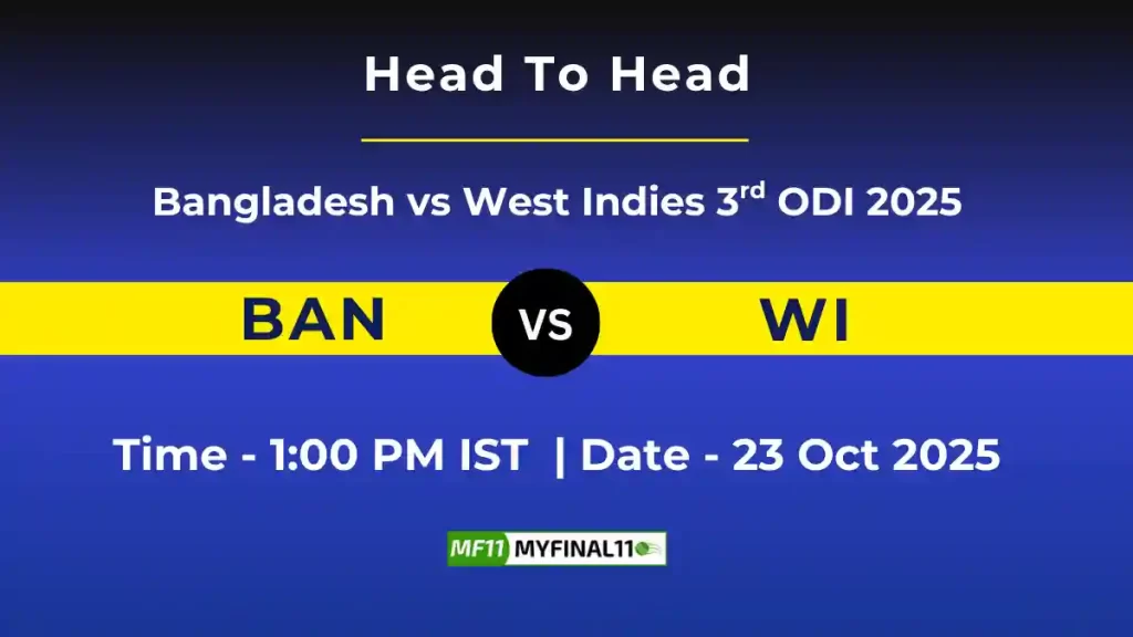 BAN vs WI 3rd ODI Player Battle & Head to Head Team Stats – West Indies vs Bangladesh 2025