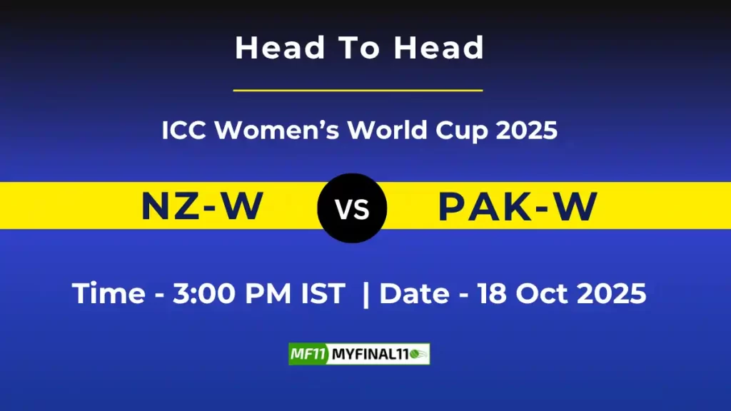 NZ-W vs PAK-W Player Battle & Head to Head Team Stats – ICC Women’s World Cup 2025