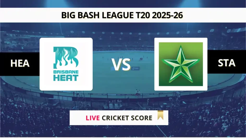 HEA vs STA Live Score, Scorecard, Ball by Ball Match Updates – Match 20, Big Bash League 2025