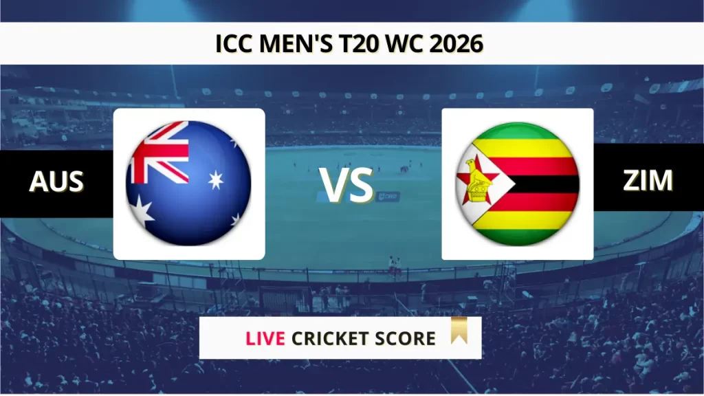 AUS vs ZIM Live Score, Scorecard, Ball by Ball Match Updates – 19th Match, Group B, ICC Men’s T20 World Cup 2026