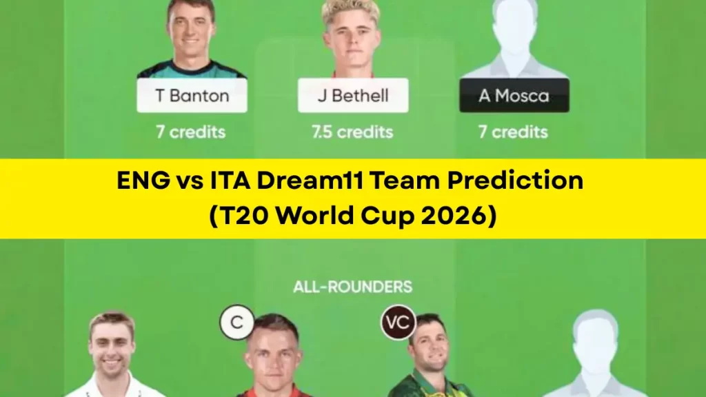 ENG vs ITA Dream11 Prediction (T20 World Cup 2026), in Kolkata – Fantasy Tips, Playing11, Pitch Report