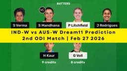 AUS-W vs IND-W Dream11 Prediction (2nd ODI), in Hobart, Feb 27, 2026 – Fantasy Tips, Playing11, Pitch Report