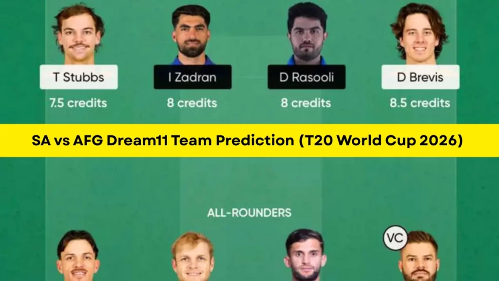 SA vs AFG Dream11 Prediction (T20 World Cup), in Ahmedabad, Feb 11, 2026, 11:00 AM – Fantasy Tips, Playing11, Pitch Report