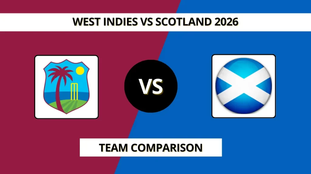 West Indies vs Scotland Cricket Team Comparison in T20I, Head to Head Records, Highlights T20 World Cup 2026