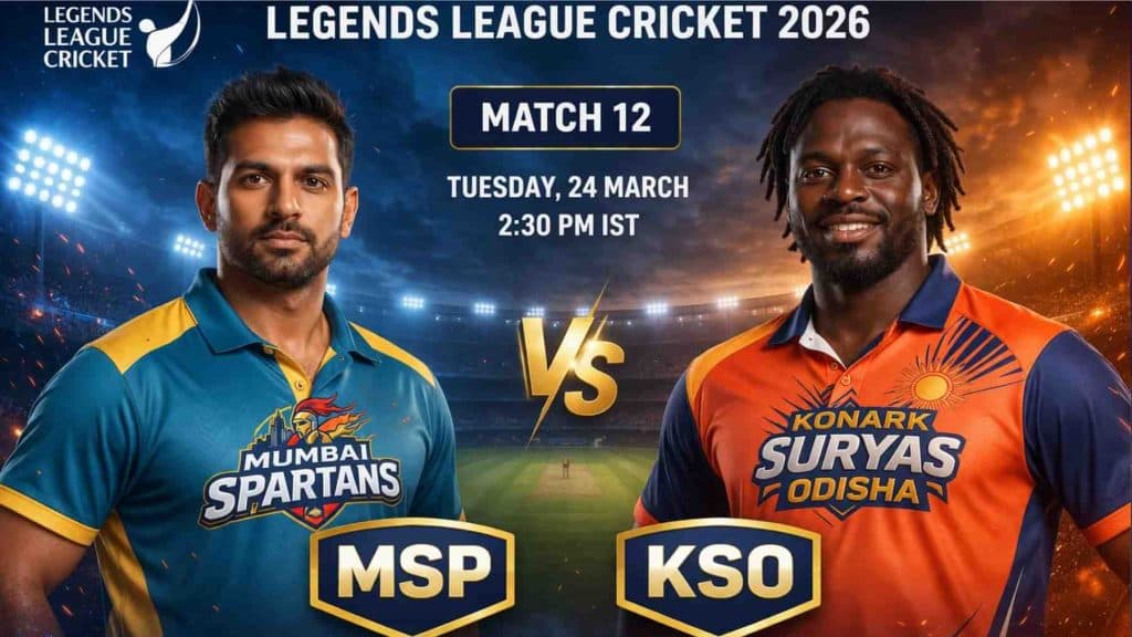 MSP vs KSO Today Match Prediction, Match 12, Legends League Cricket 2026 – Who Will Win?