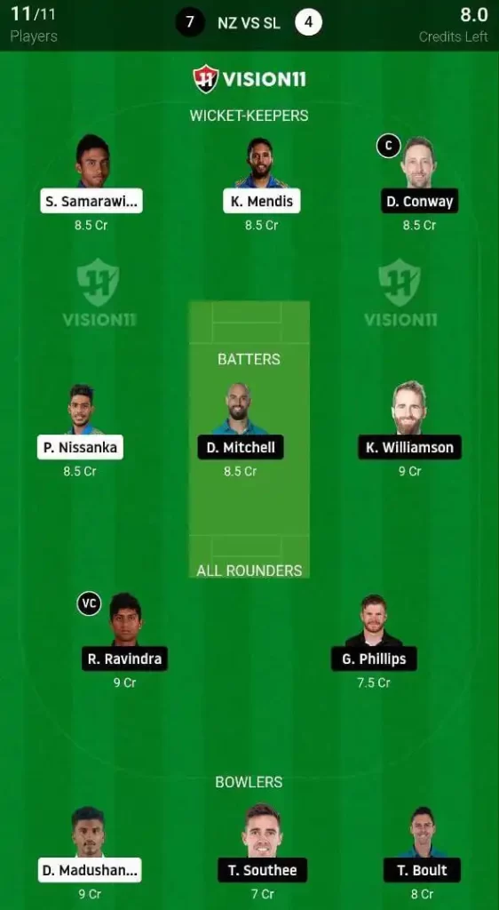 NZ vs SL Dream11 Prediction