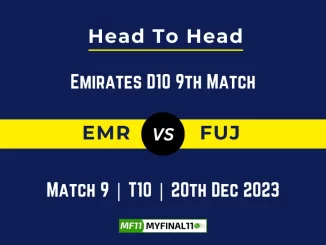 EMR vs FUJ Head to Head, player records, and player Battle, Top Batsmen & Top Bowler records for 9th T10 of Emirates D10 2023 [20th Dec 2023]