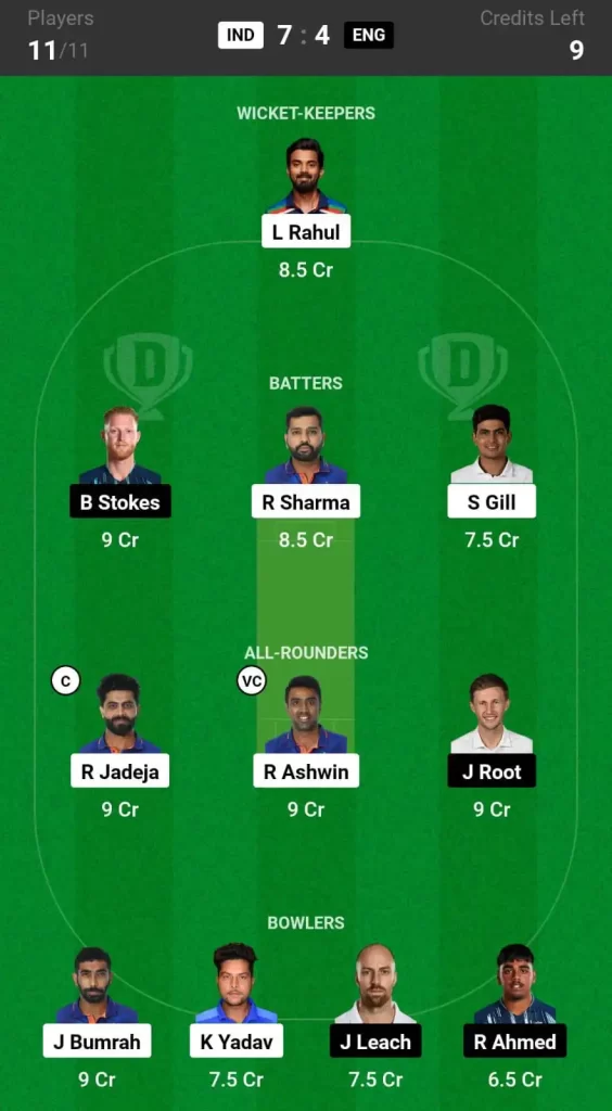 IND vs ENG Dream11 Prediction