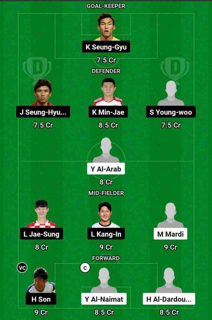 JOR vs KOR Dream11 Prediction Today Football Match.