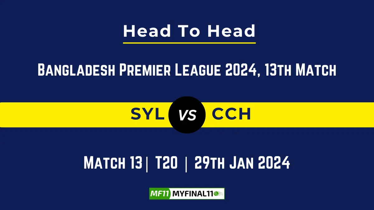 SYL vs CCH Head to Head, player records, and player Battle, Top Batsmen & Top Bowlers records for 13th Match of Bangladesh Premier League T20 2024 [29th Jan 2024]