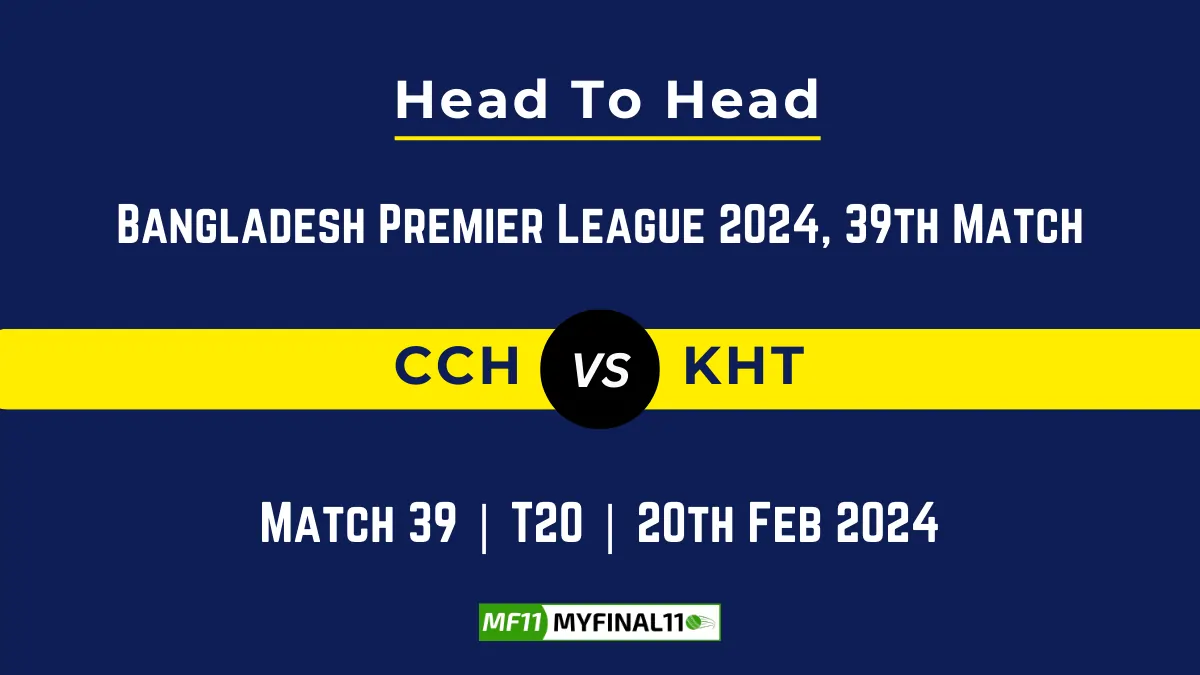 CCH vs KHT Head to Head, player records, and player Battle, Top Batsmen & Top Bowlers records for 39th Match of Bangladesh Premier League T20 2024 [20th Feb 2024]