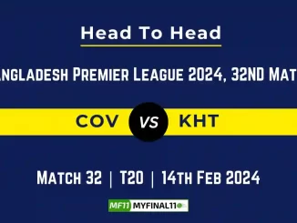 COV vs KHT Head to Head, COV vs KHT player records, COV vs KHT player Battle, and COV vs KHT Player Stats, COV vs KHT Top Batsmen & Top Bowlers records for the Upcoming Bangladesh Premier League T20 2024, 32nd Match, which will see Comilla Victorians taking on Khulna Tigers, in this article, we will check out the player statistics, Furthermore, Top Batsmen and top Bowlers, player records, and player records, including their head-to-head records