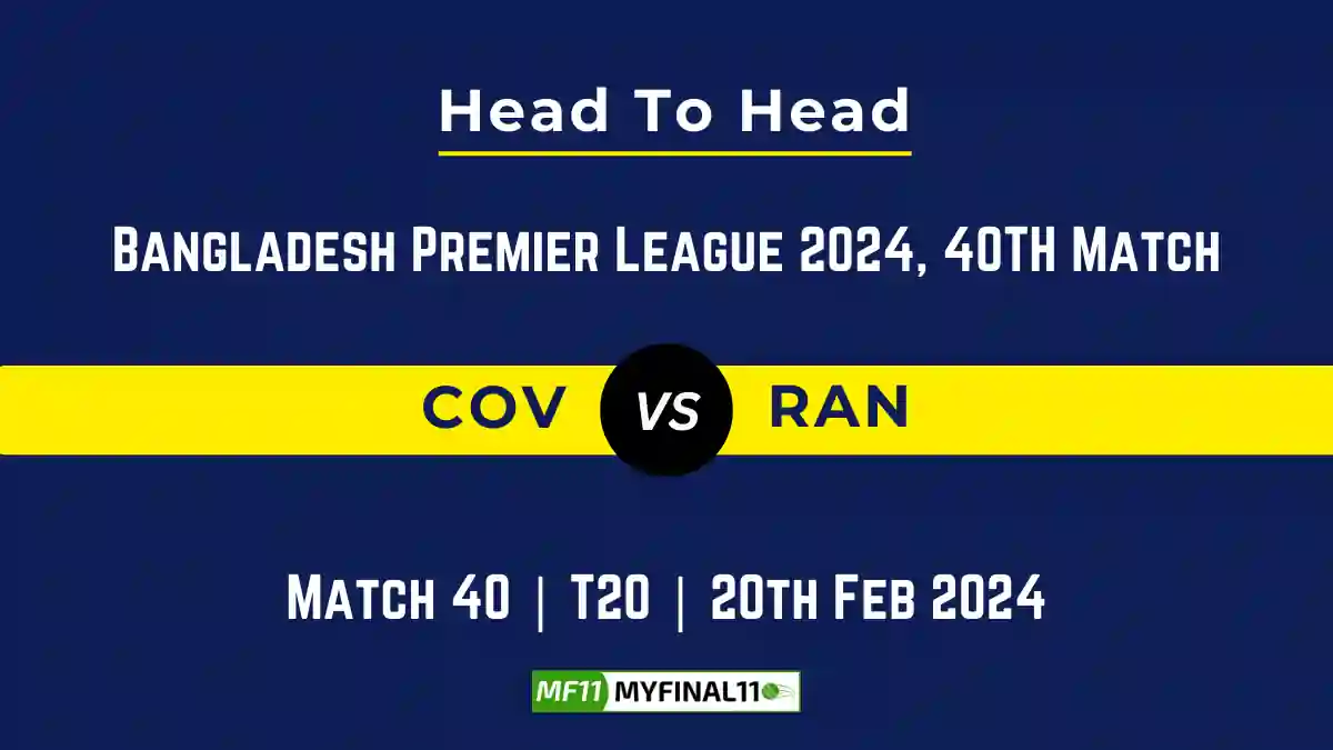 COV vs RAN Head to Head, COV vs RAN player records, COV vs RAN player Battle, and COV vs RAN Player Stats, COV vs RAN Top Batsmen & Top Bowlers records for the Upcoming Bangladesh Premier League T20 2024, 40th Match, which will see Comilla Victorians taking on Rangpur Riders, in this article, we will check out the player statistics, Furthermore, Top Batsmen and top Bowlers, player records, and player records, including their head-to-head records