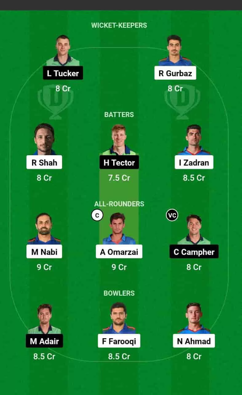 AFG vs IRE Dream11 Prediction