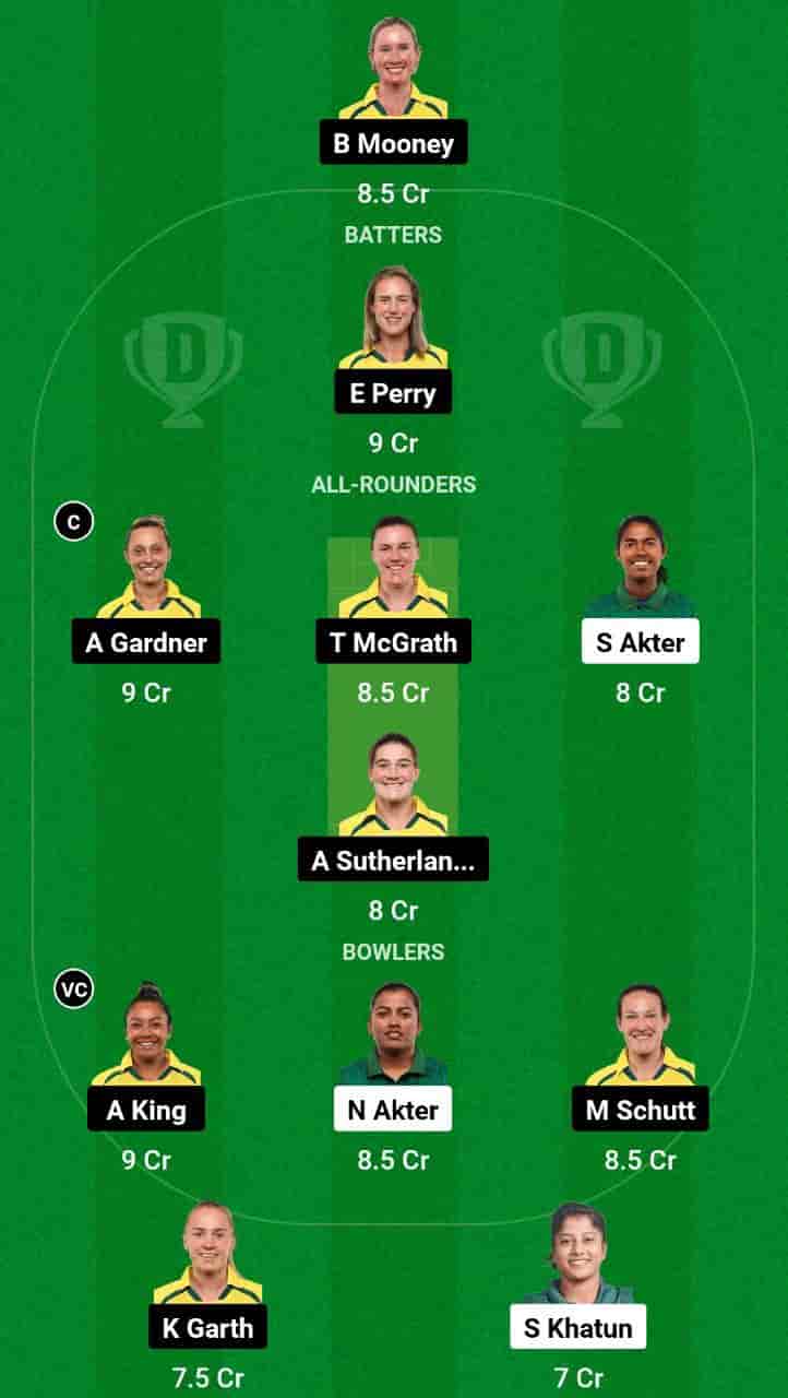 BD-W vs AU-W Dream11 Prediction Today 2nd ODI Match of the Australia Women's tour of Bangladesh 2024. This match will be hosted at Shere Bangla National Stadium, Mirpur, Dhaka, scheduled for 24th Mar 2024, at 09:00 AM. Bangladesh Women (BD-W) vs Australia Women (AU-W) match In-depth match analysis & Fantasy Cricket Tips. Get Venue Stats of the Shere Bangla National Stadium, Mirpur, Dhaka pitch report