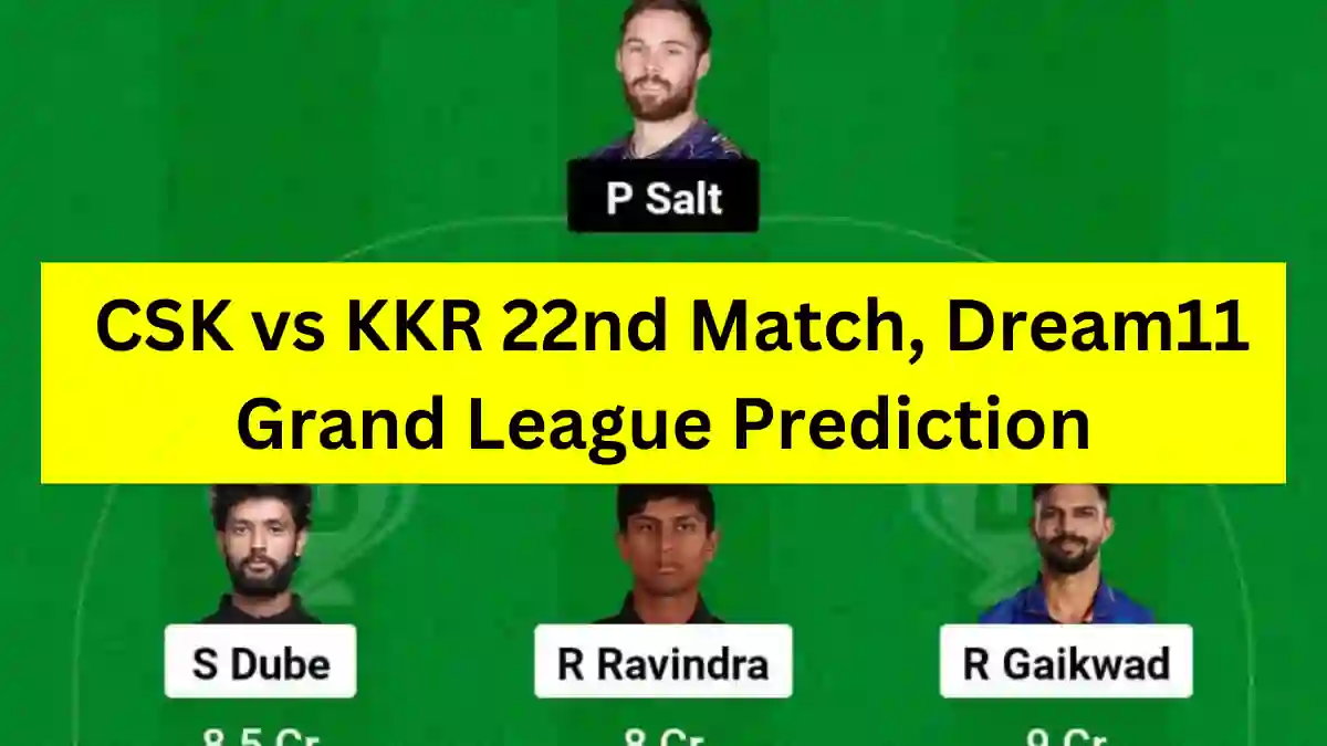 CSK vs KKR 22nd Match, Dream11 Grand League Prediction