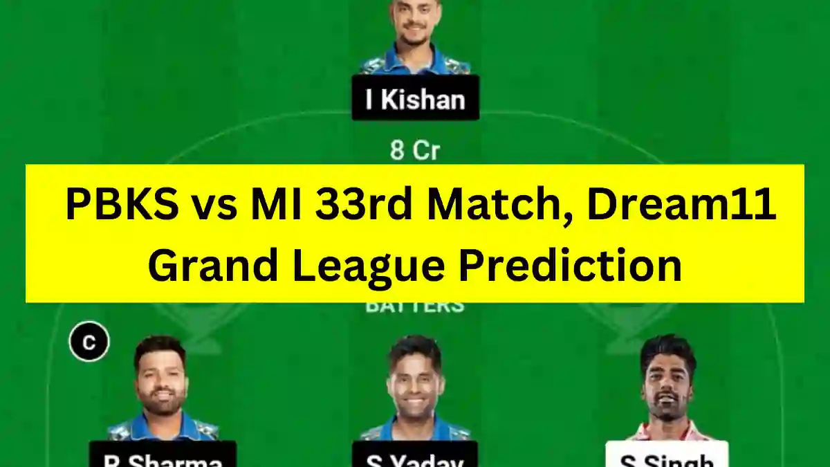 PBKS vs MI 33rd Match, Dream11 Grand League Prediction