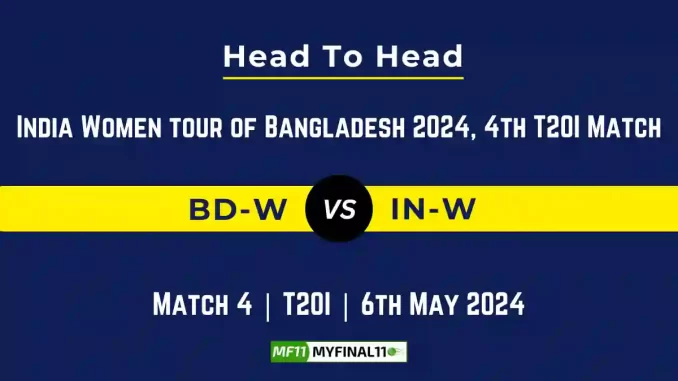 BD-W vs IN-W Head to Head, BD-W vs IN-W player records, BD-W vs IN-W player Battle, and BD-W vs IN-W Player Stats, BD-W vs IN-W Top Batters & Top Bowlers records for the upcoming match of the India Women tour of Bangladesh 2024, 4th T20I Match, which will see Bangladesh Women taking on India Women, in this article, we will check out the player statistics, Furthermore, Top Batters and top Bowlers, player records, and player records, including their head-to-head records